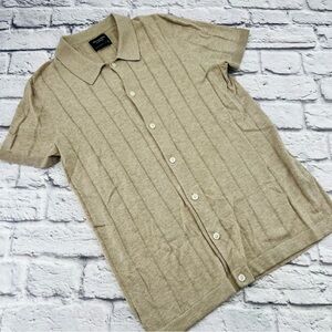 Abercrombie & Fitch Mens Tan Featherweight Sweater Small Short Sleeve Fine Knit